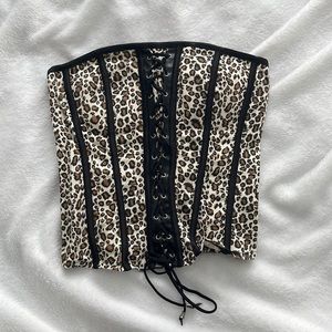 Small leopard strapless padded corset top